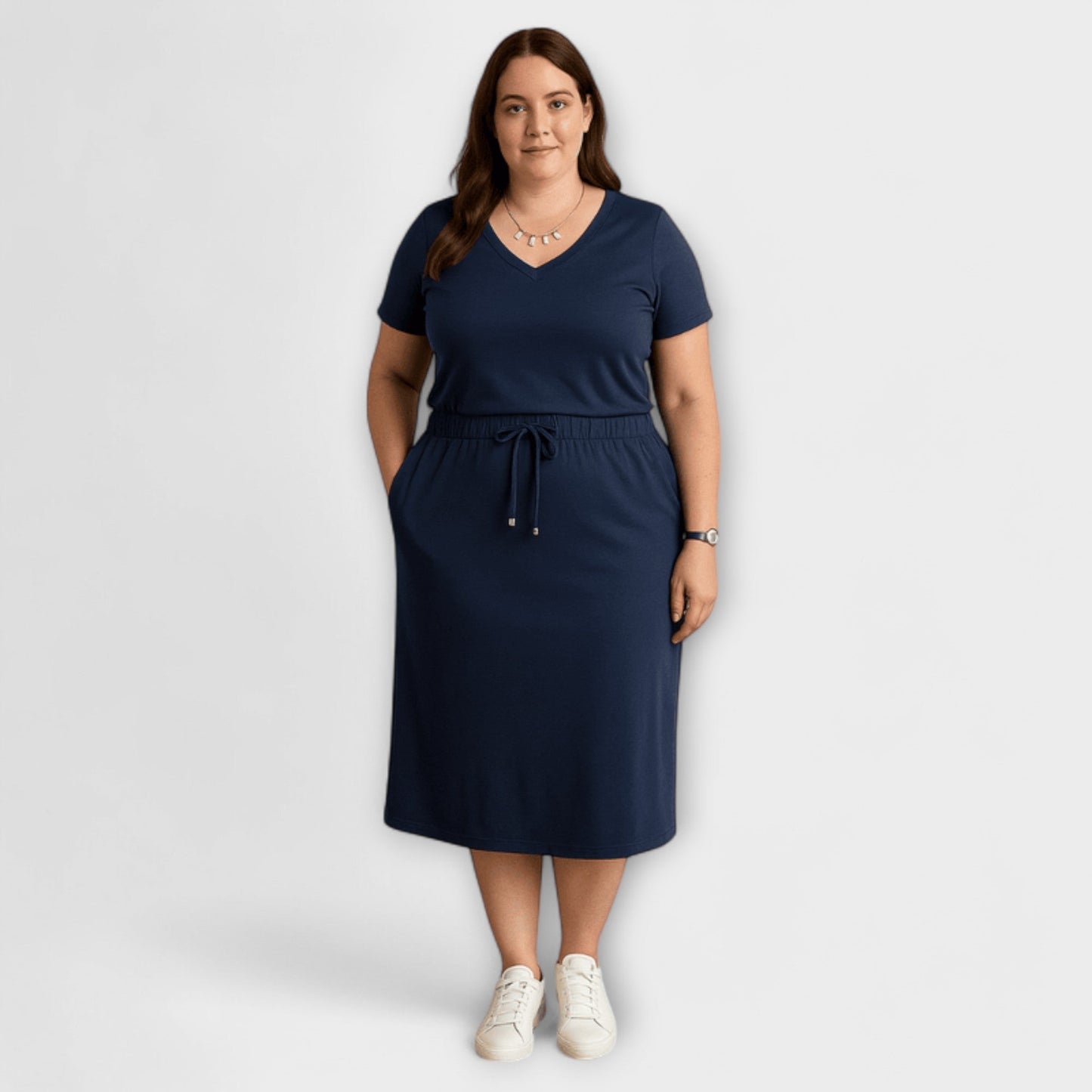 Danielle - Stylish V-Neck Top with Skirt