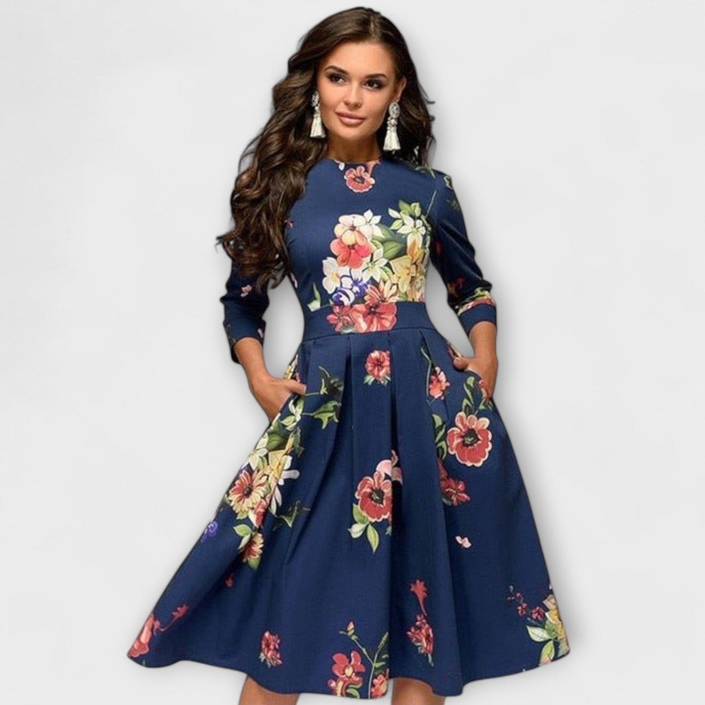 Retrozo - Stylish Knee-Length Dress