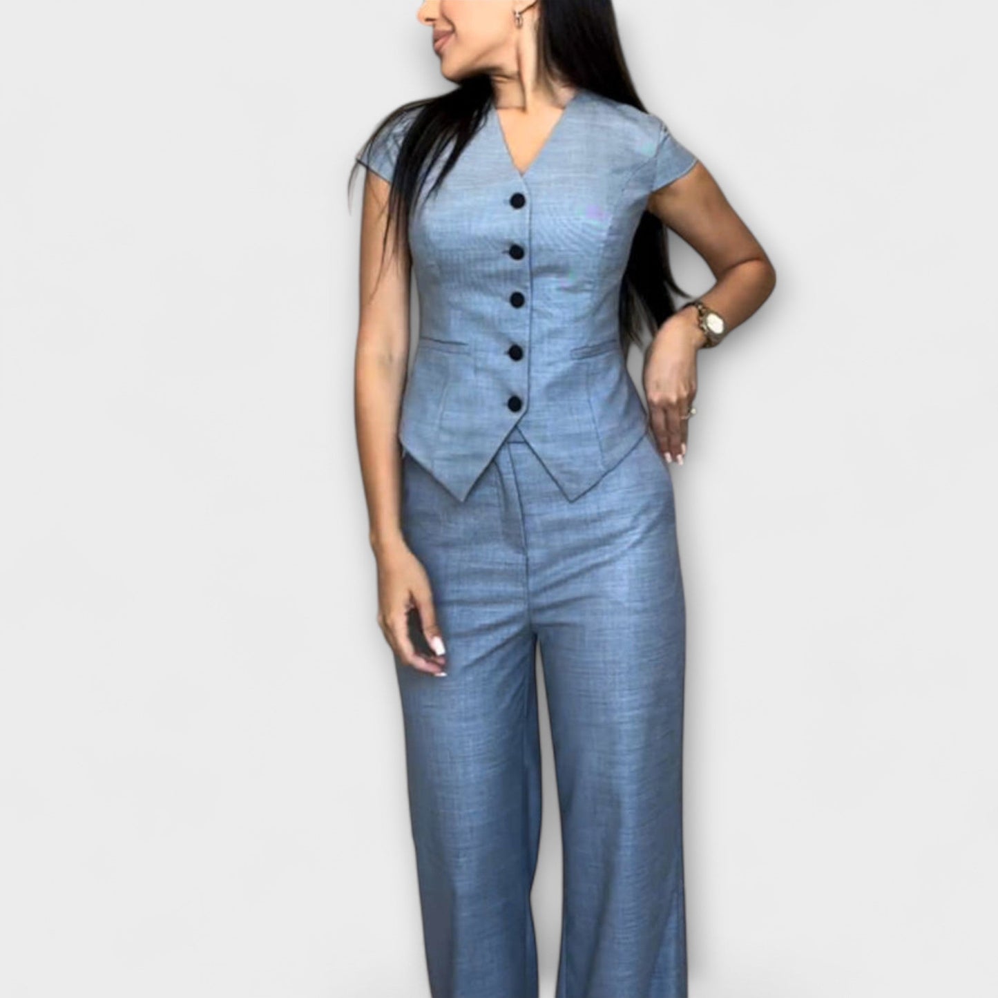 Ivy - Chic V-Neck Top and Pants Set