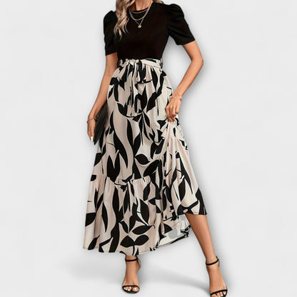Luna - Floral Print Summer Dress with Round Neck