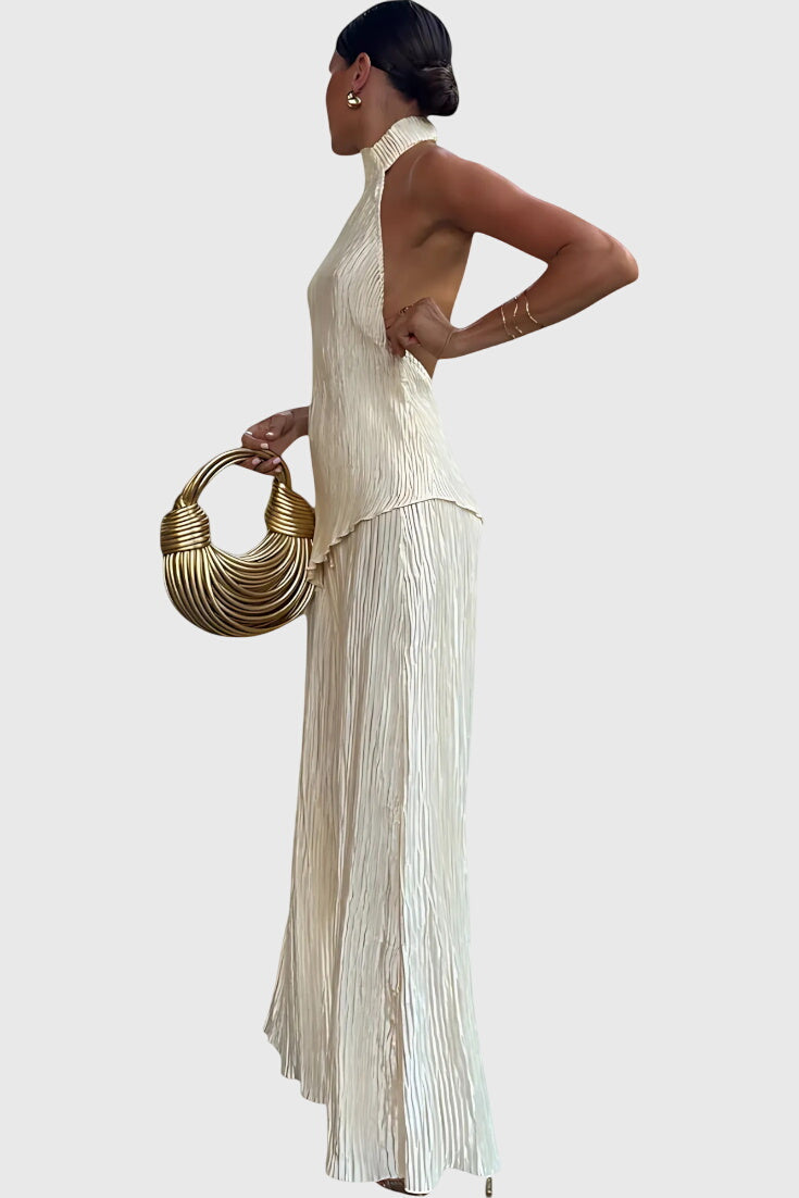 Elegant Pillarika Set with Asymmetrical Top and Flowing Pants