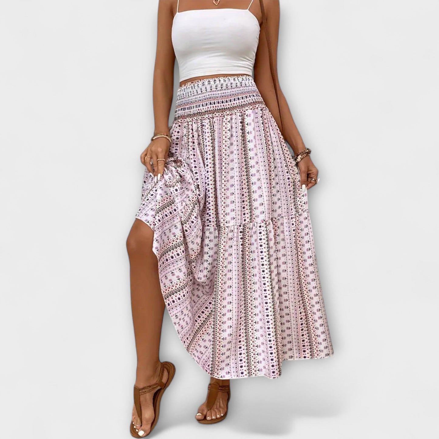 Patterned Flowy Skirt
