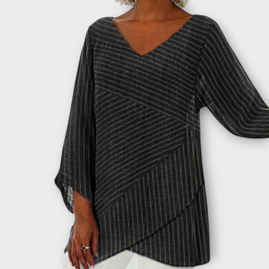 Penelope - Striped Draped Blouse