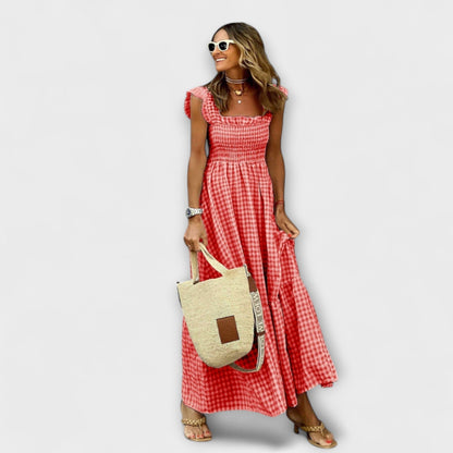 Suri - Maxi Dress with Ruffled Check Hem