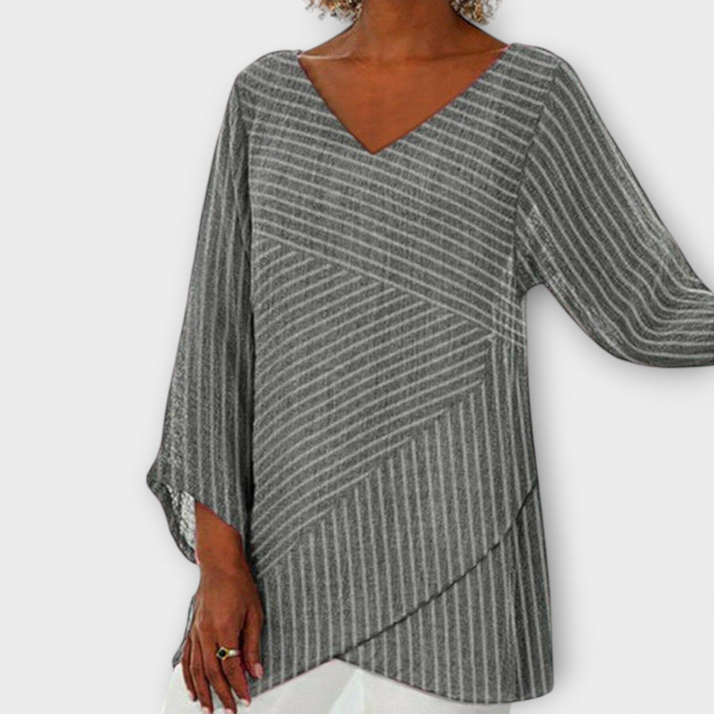 Penelope - Striped Draped Blouse