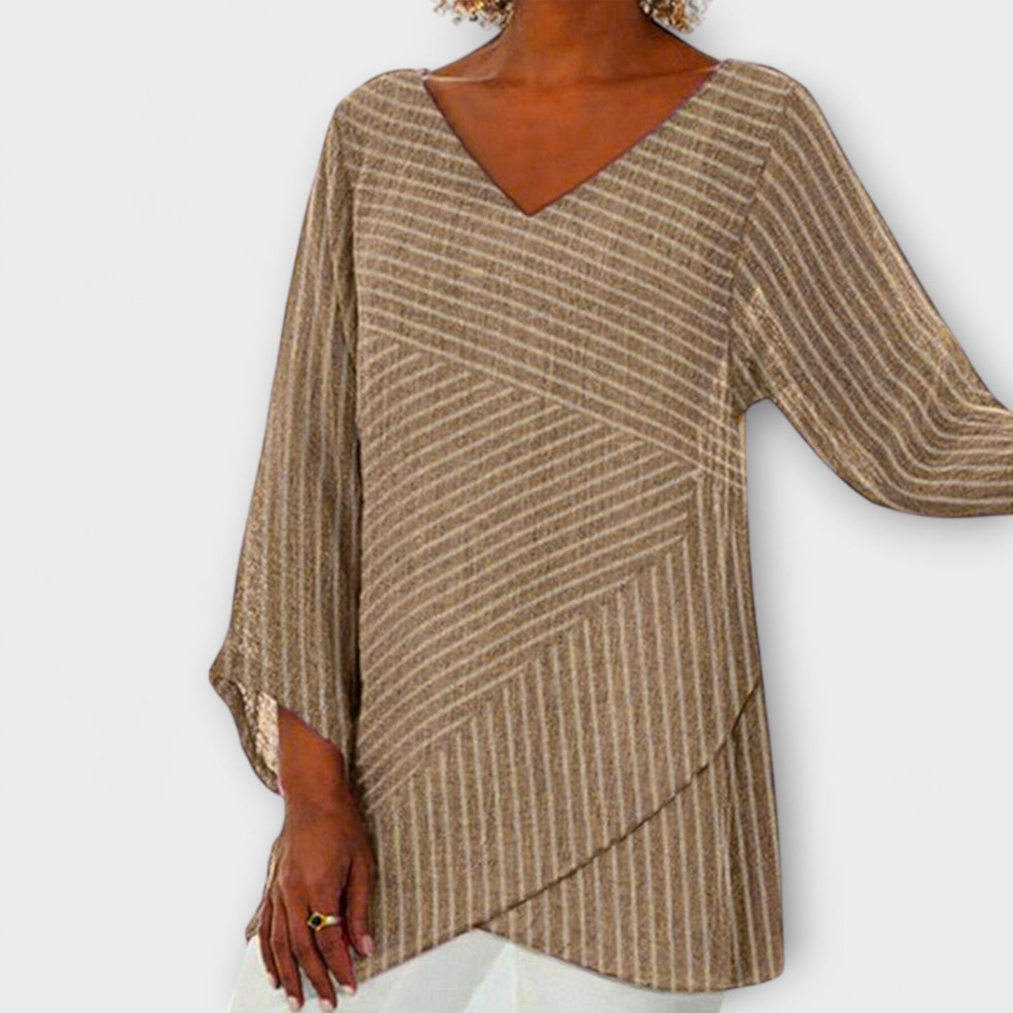 Penelope - Striped Draped Blouse