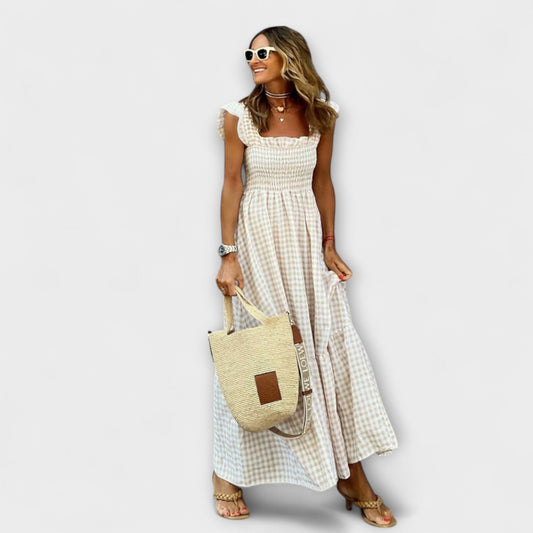 Suri - Maxi Dress with Ruffled Check Hem