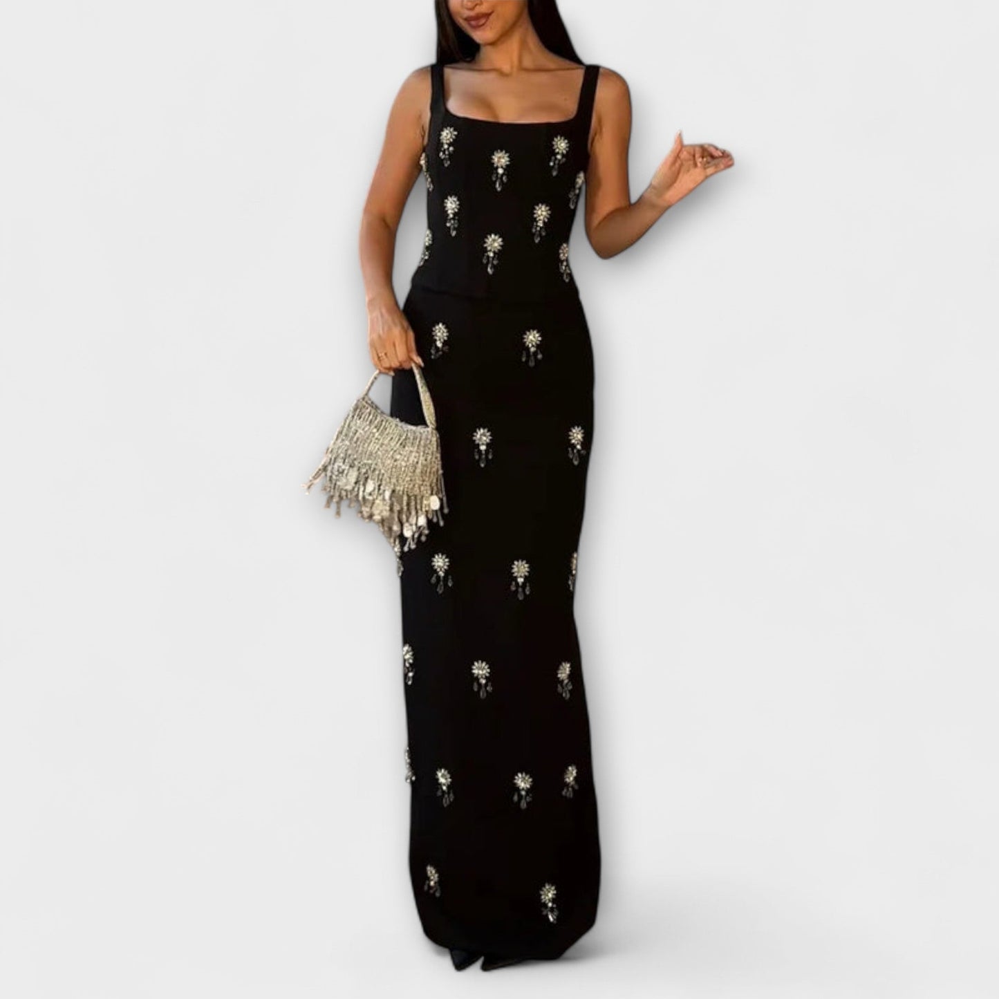 Avalon - Black Pearl Zipper Top and Skirt Set