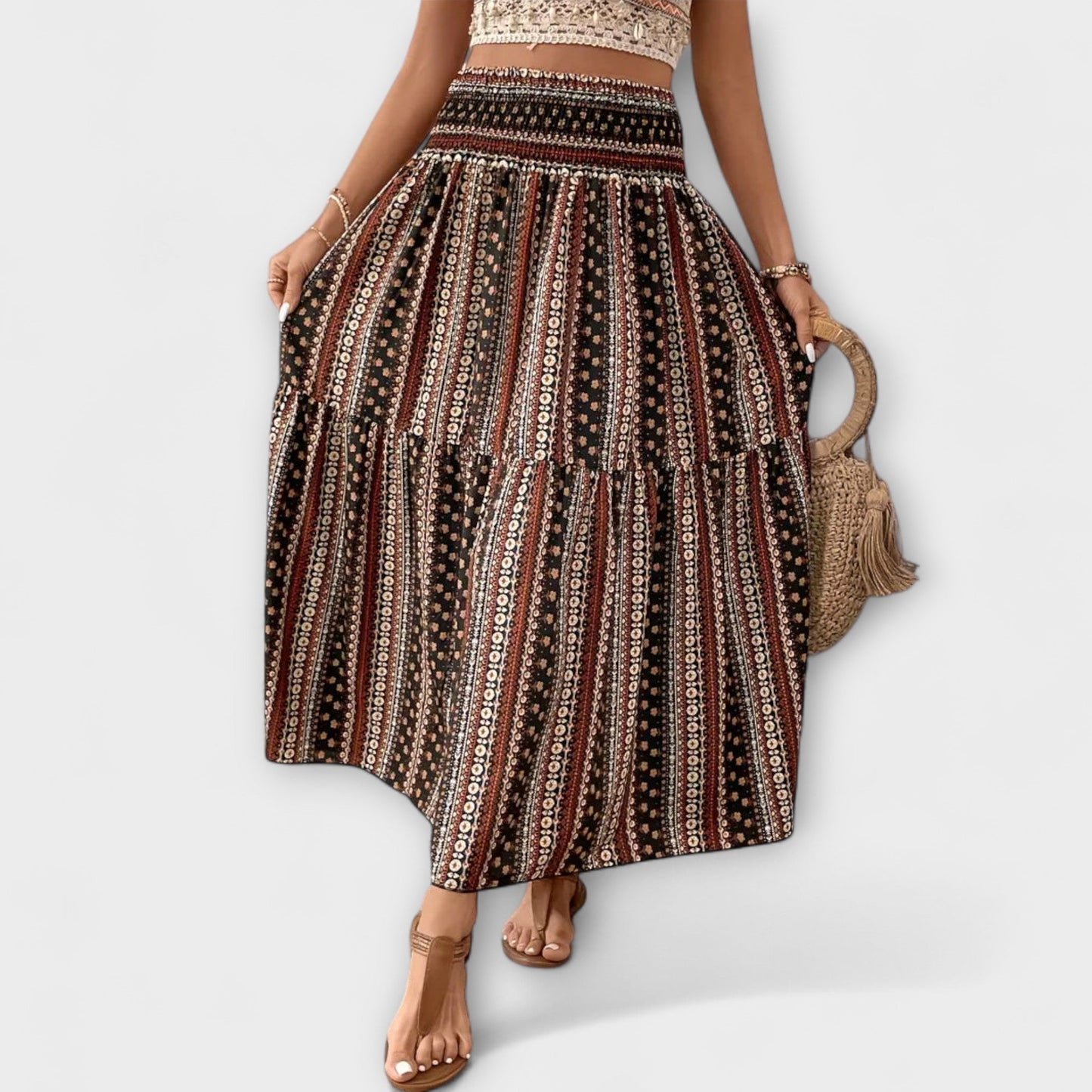 Patterned Flowy Skirt