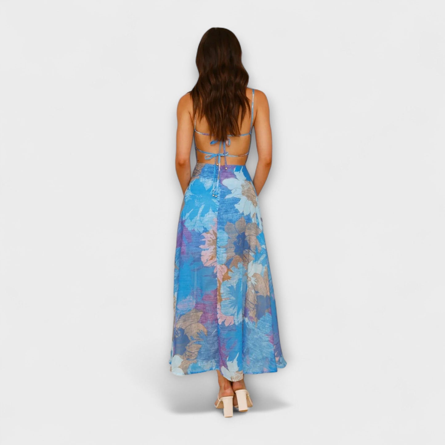 Audrey - Women's Floral Print Strap Dress - Chic and Alluring