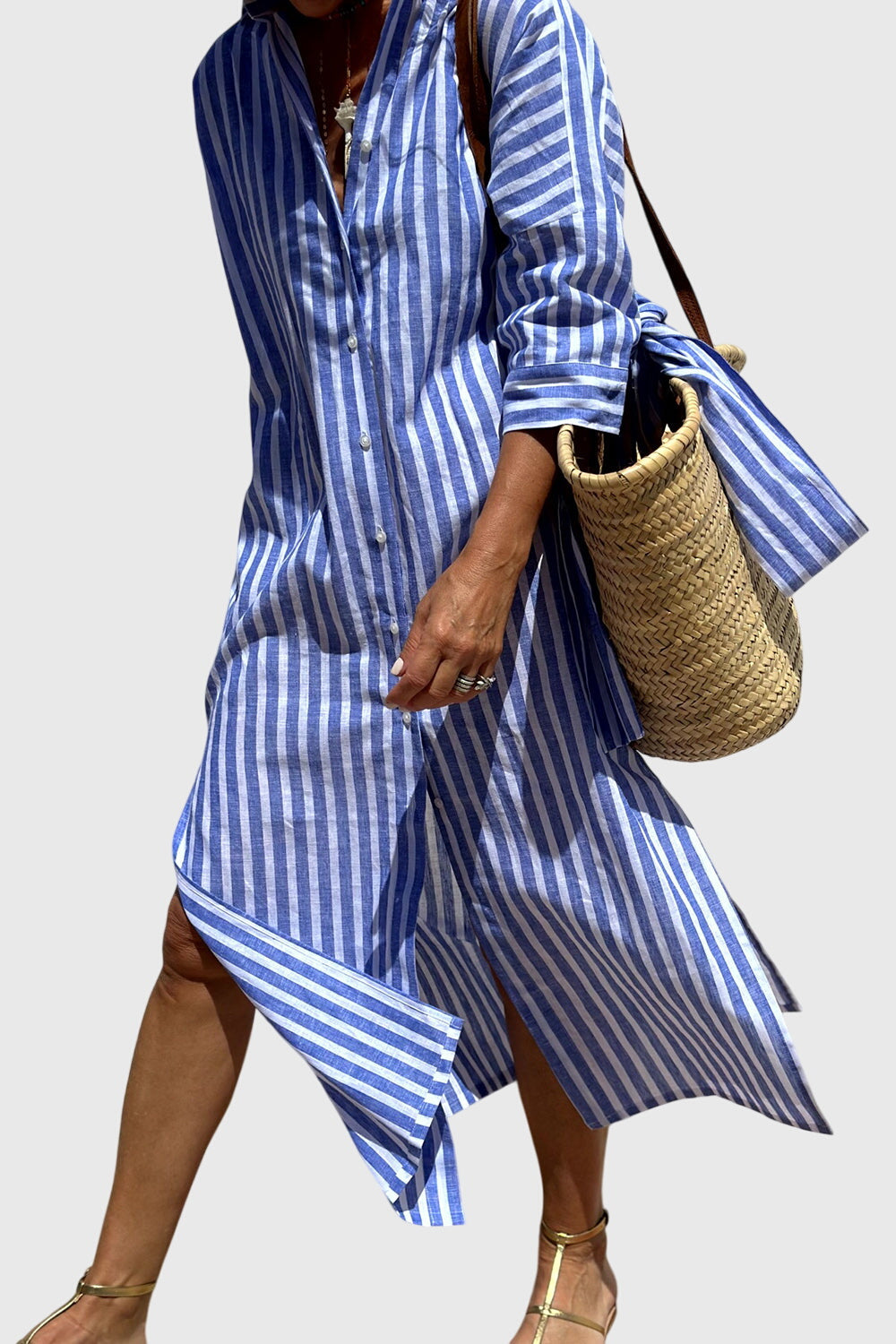 Elegant Shirt Dresses with Stripes