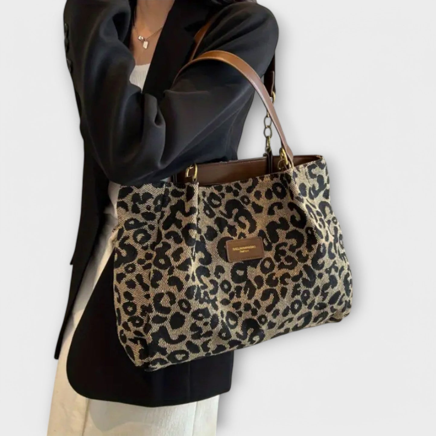 Lora - Leopard Print Canvas Tote
