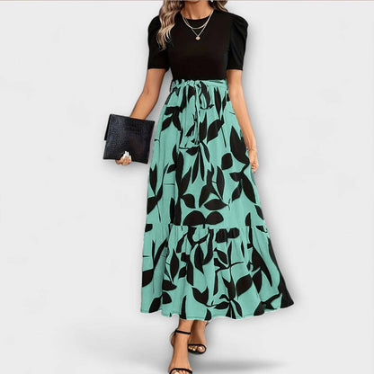 Luna - Floral Print Summer Dress with Round Neck