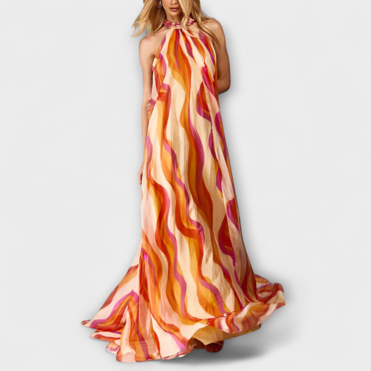 Rumi - Trendy Braided Maxi Dress with Wave Design
