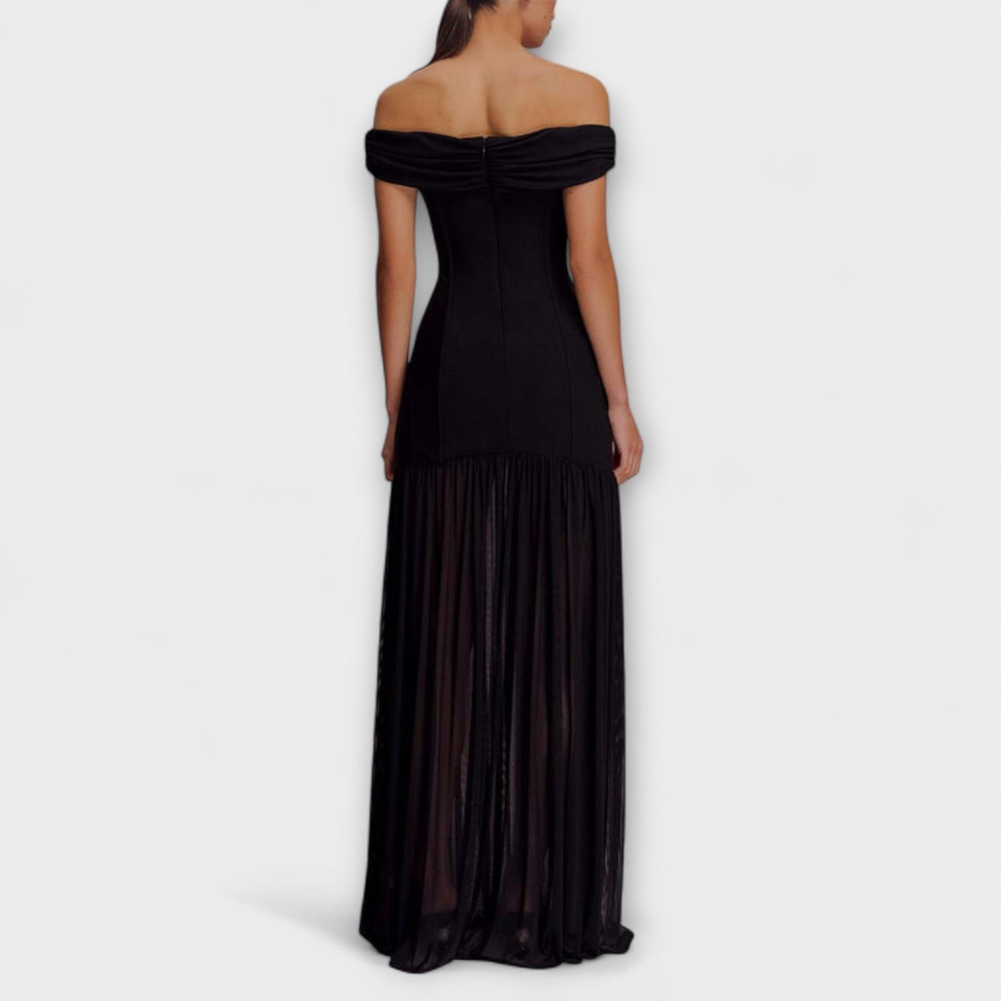 Maelie - Stylish Strapless Bodycon Maxi Dress with Floral Details