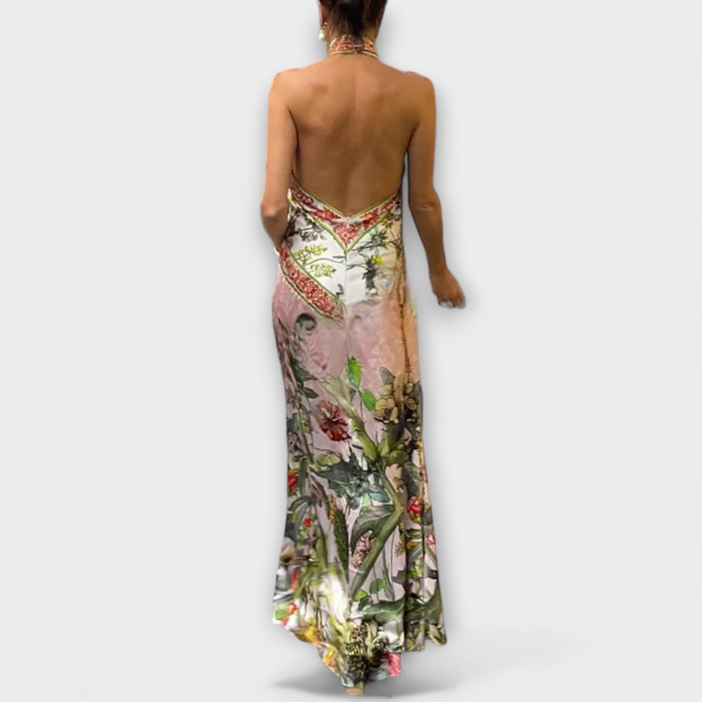 Ayla - Floral Print Sleeveless Open Back Maxi Dress