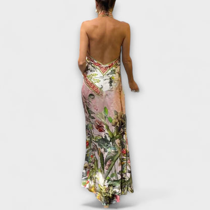 Ayla - Floral Print Sleeveless Open Back Maxi Dress