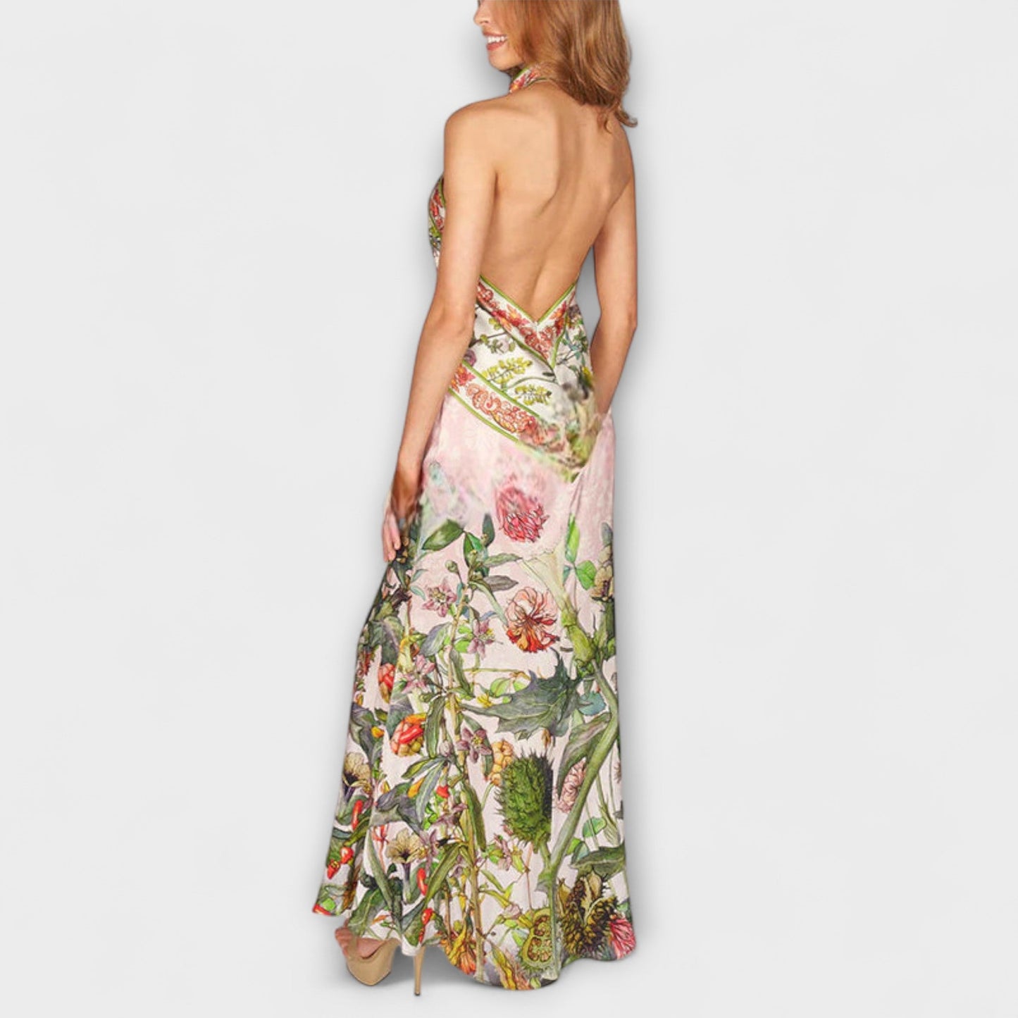 Ayla - Floral Print Sleeveless Open Back Maxi Dress