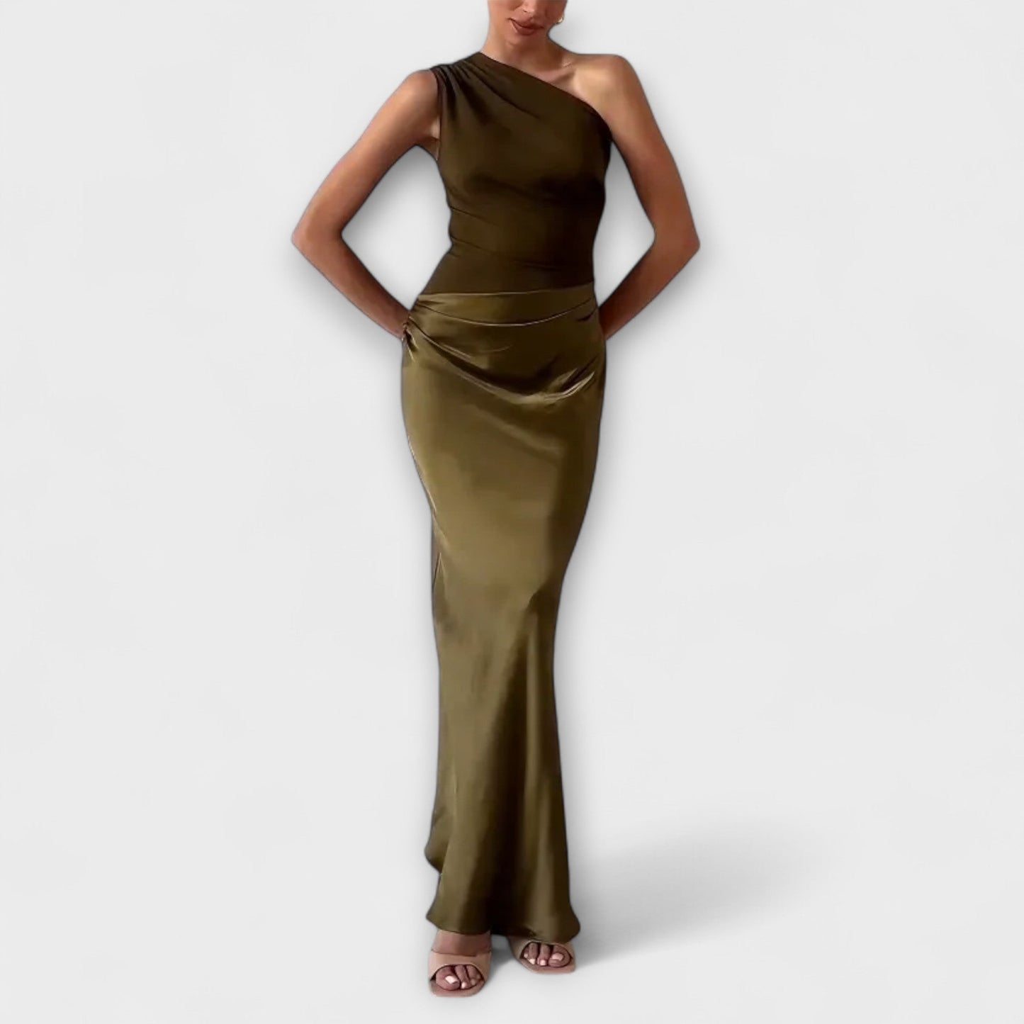 Chic One-Shoulder Pleated Maxi Dress