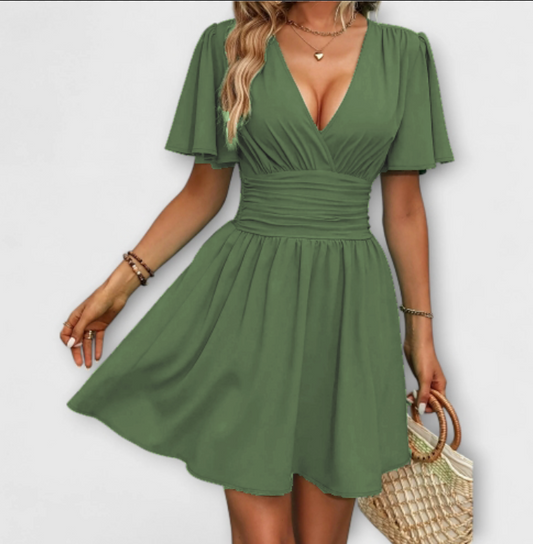 Winslet - V-Neck Dress with Gathered Waist