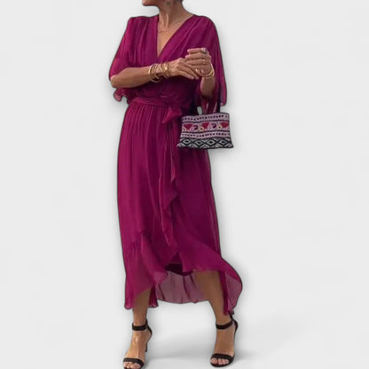 Amoura - V-Neck Chiffon Dress