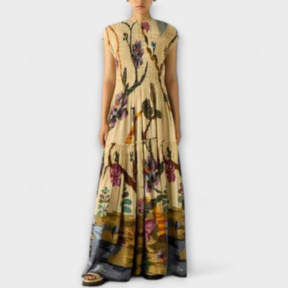 Amanda - Maxi Dress with Pleated Print Pattern