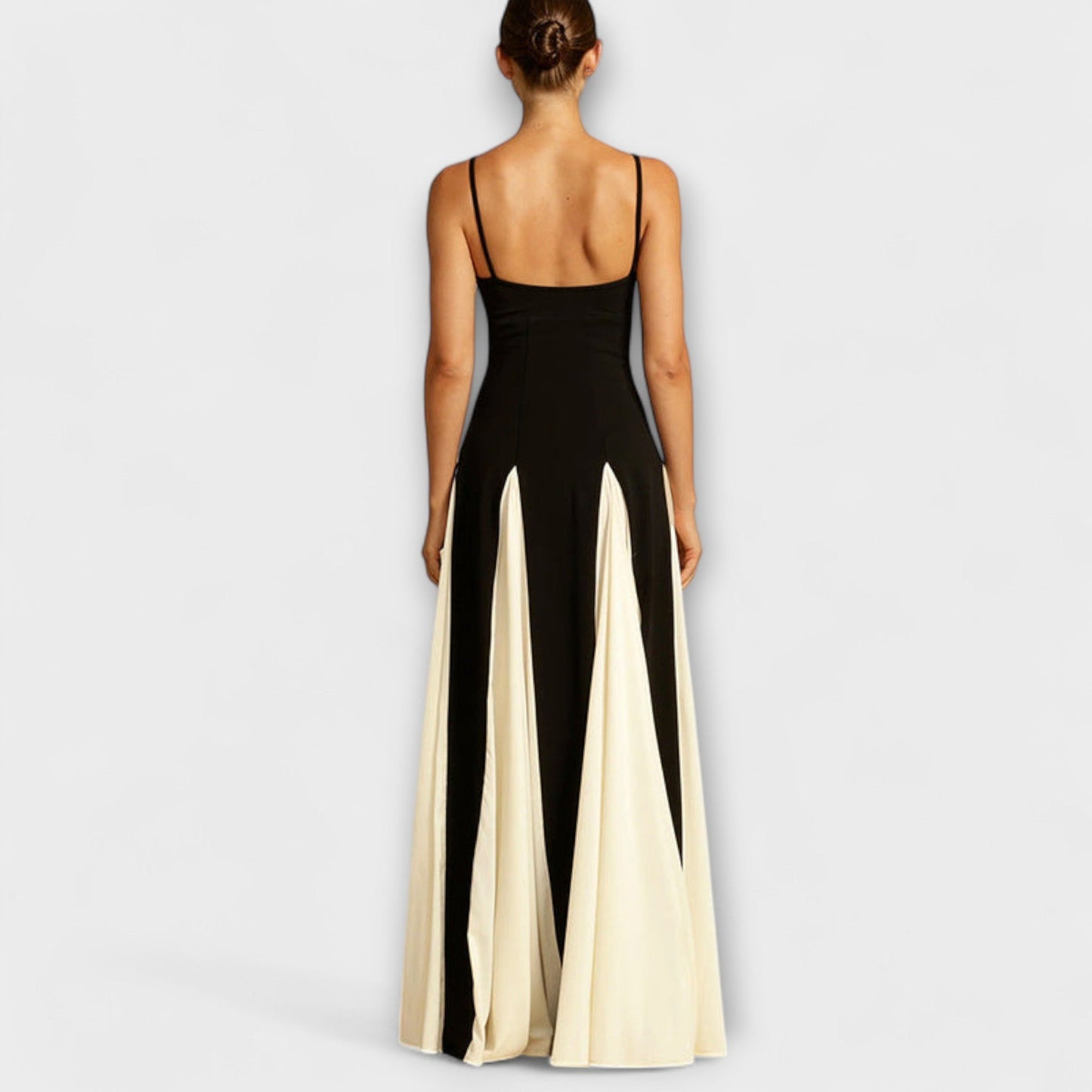 Ember - Classic Elegance A-Line Maxi Dress with Tulle Inserts