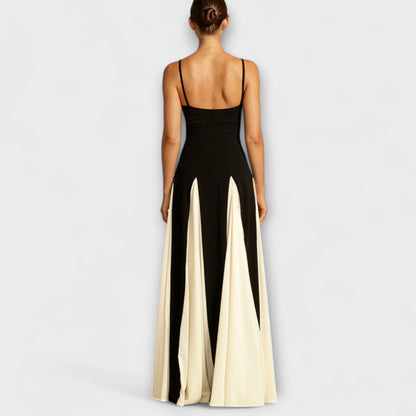 Ember - Classic Elegance A-Line Maxi Dress with Tulle Inserts
