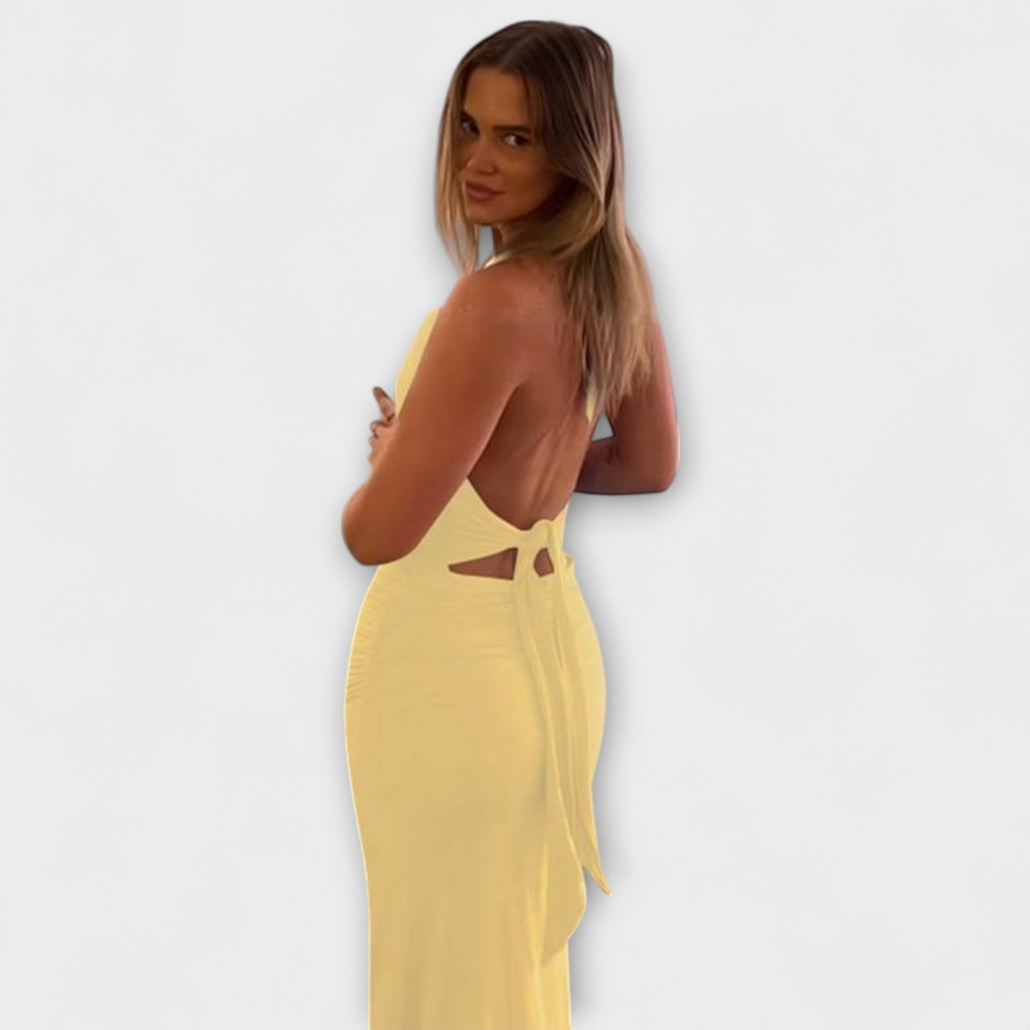 Elegant Backless Halter Neck Evening Dress