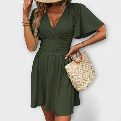 Winslet - V-Neck Dress with Gathered Waist