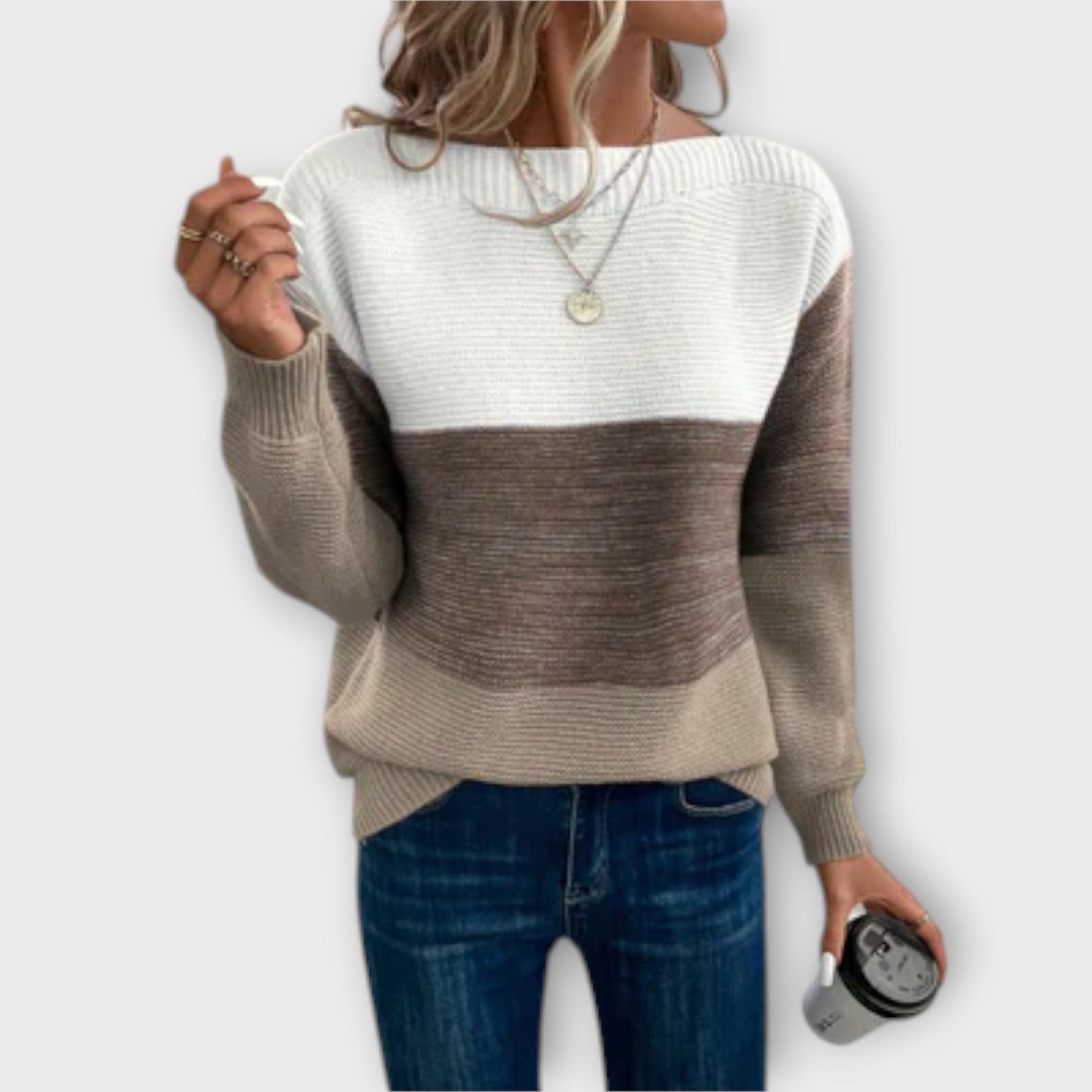 Clara - Stylish Tri-Color Patchwork Sweater