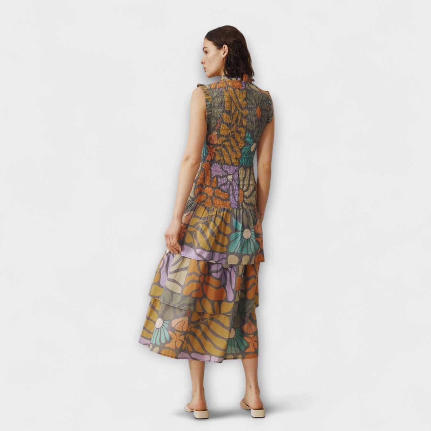 Multicolor Botanical Midi Dress