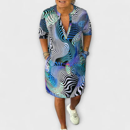 Liora - V-Neck Colorful Dress
