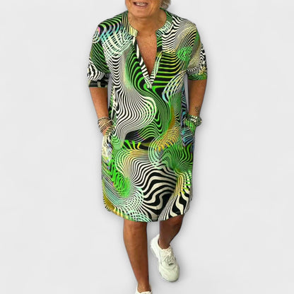Liora - V-Neck Colorful Dress
