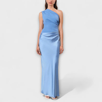 Chic One-Shoulder Pleated Maxi Dress