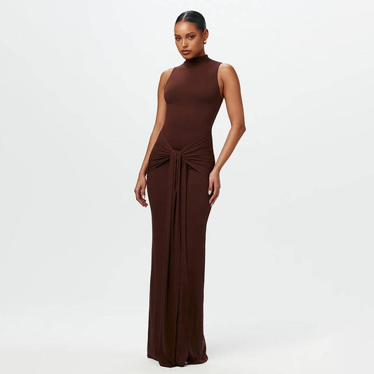 Calista - Chic Knotted Maxi Dress in Flowing Chiffon
