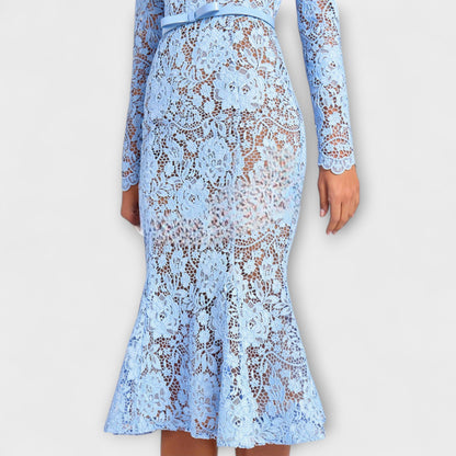 Freya - Elegant Floral Lace Midi Dress