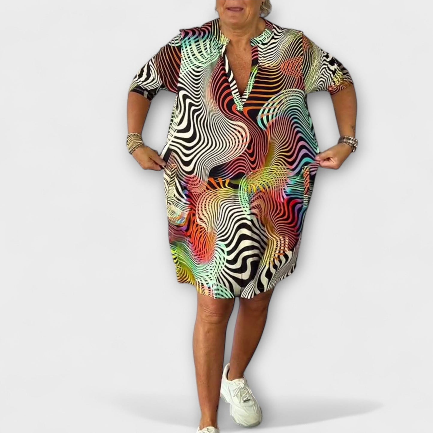 Liora - V-Neck Colorful Dress