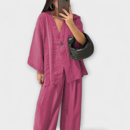 Jacqueline - Casual V-Neck Top and Pants Set