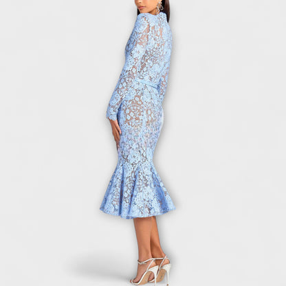Freya - Elegant Floral Lace Midi Dress