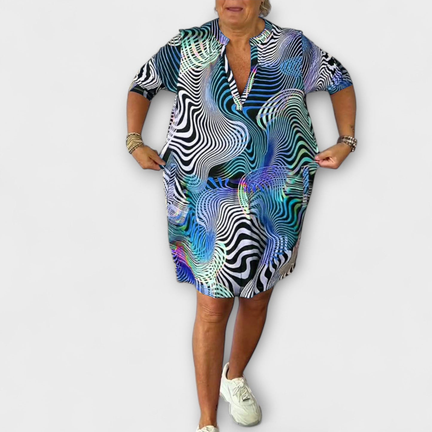 Liora - V-Neck Colorful Dress