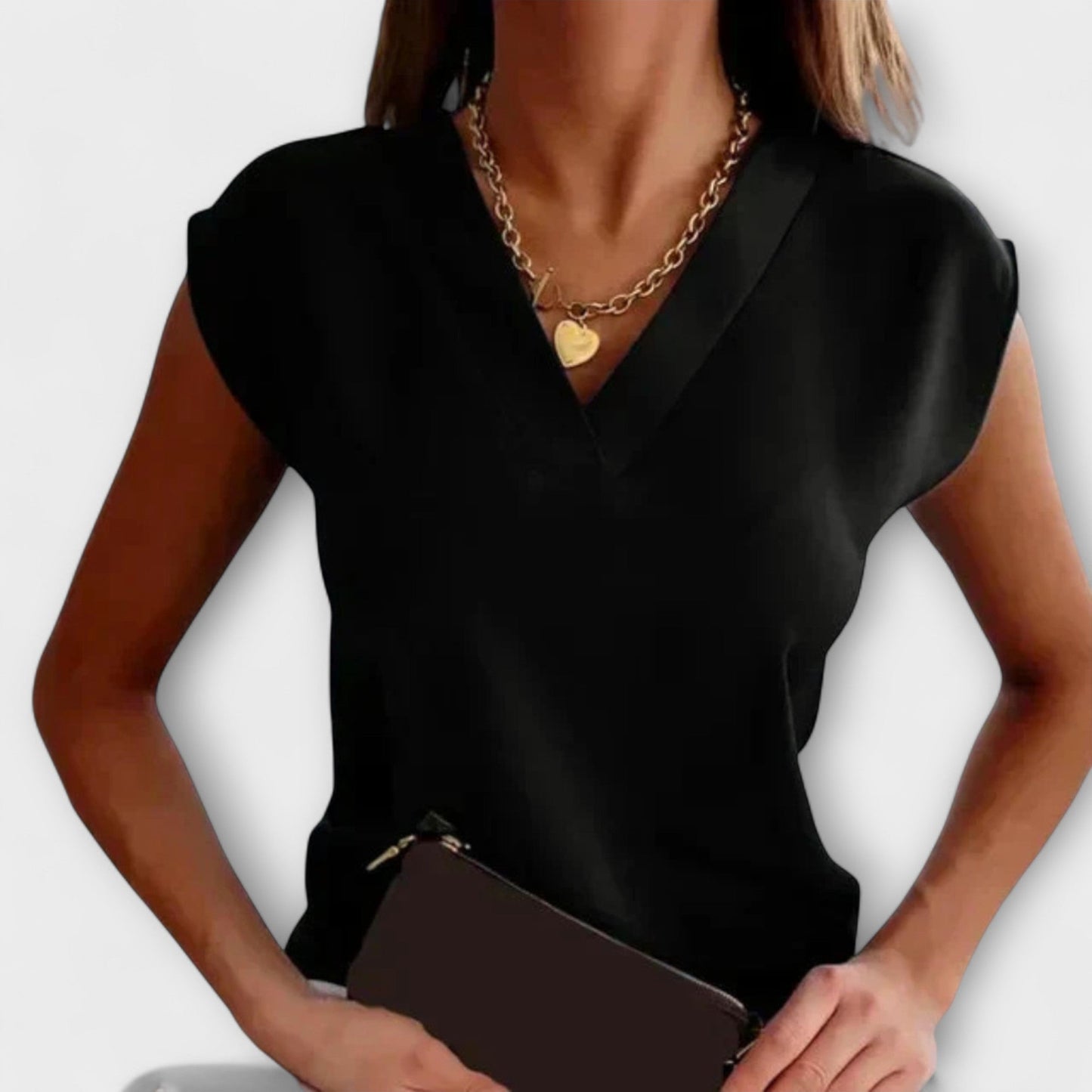 Women's V-Neck Summer Top with Relaxed Sleeves