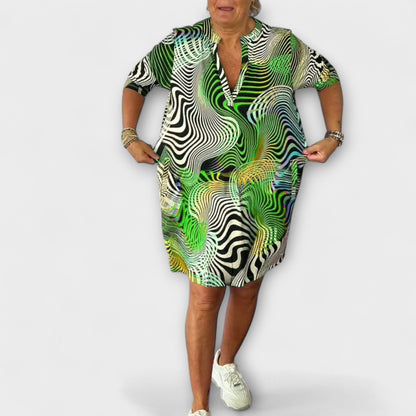 Liora - V-Neck Colorful Dress