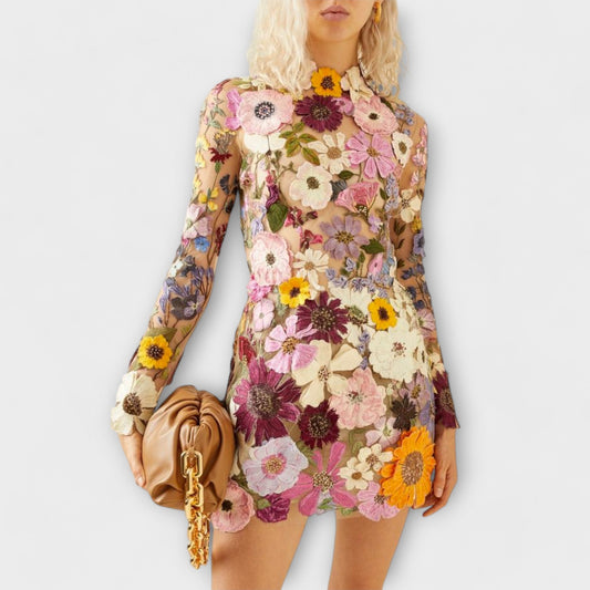 Dolores - Dress with 3D Floral Design