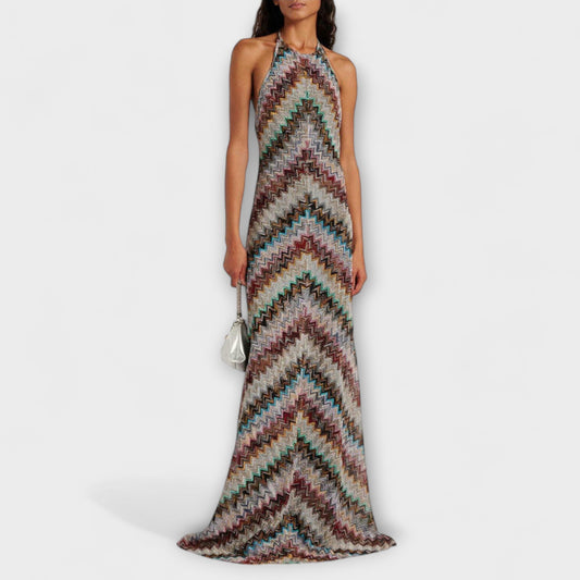 Reese - Jodie Striped Dress with Colorful Herringbone Pattern