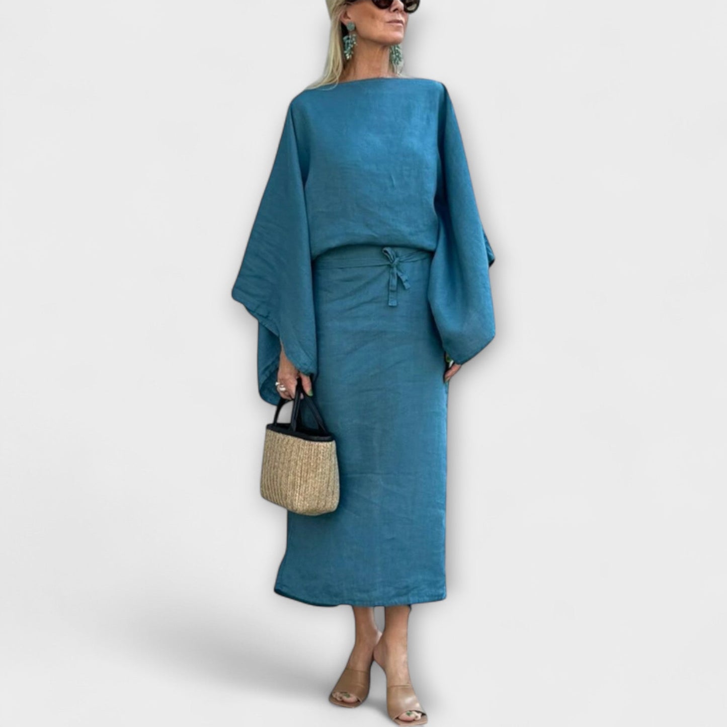 Dana - Linen and Cotton Kimono Dress