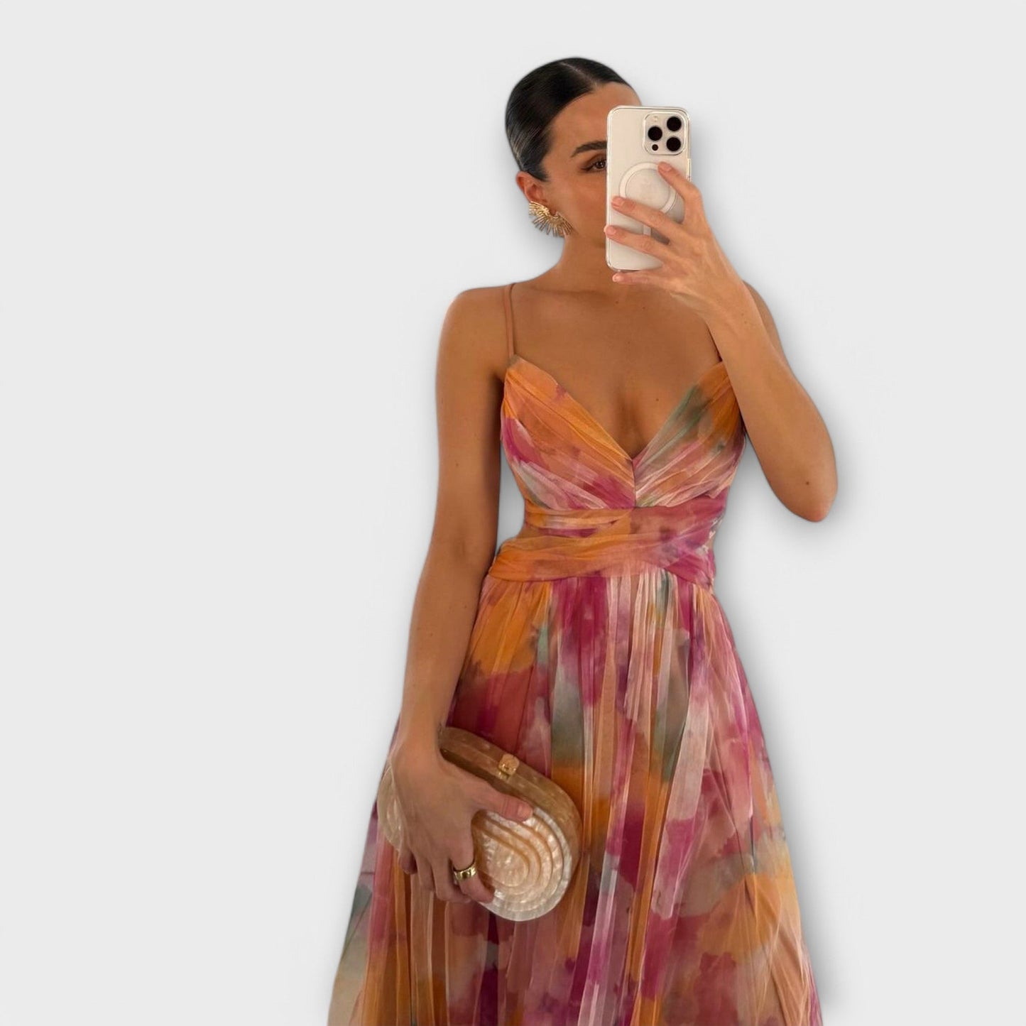 Annai Mesh Maxi Dress - Elegant and Form-Fitting