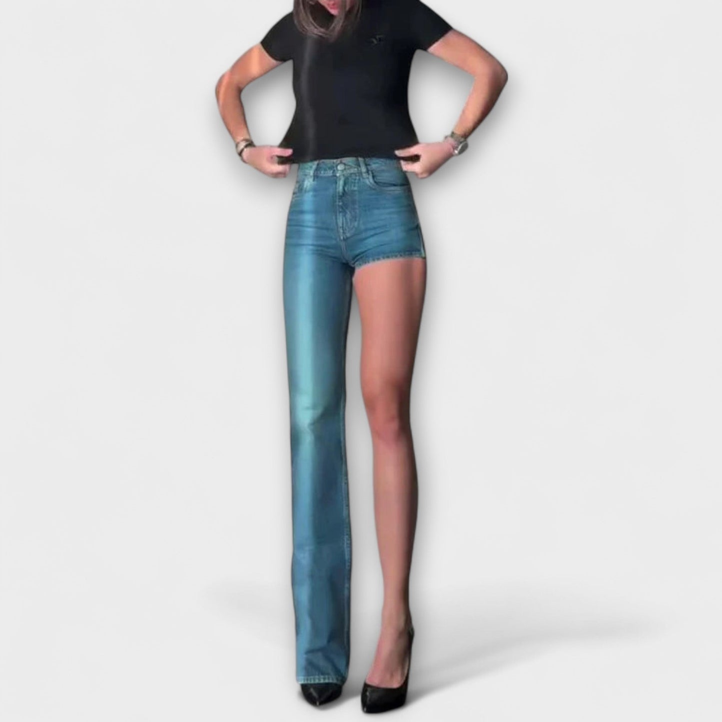 Astra - Stylish Asymmetrical Denim Shorts with One Shoulder Strap
