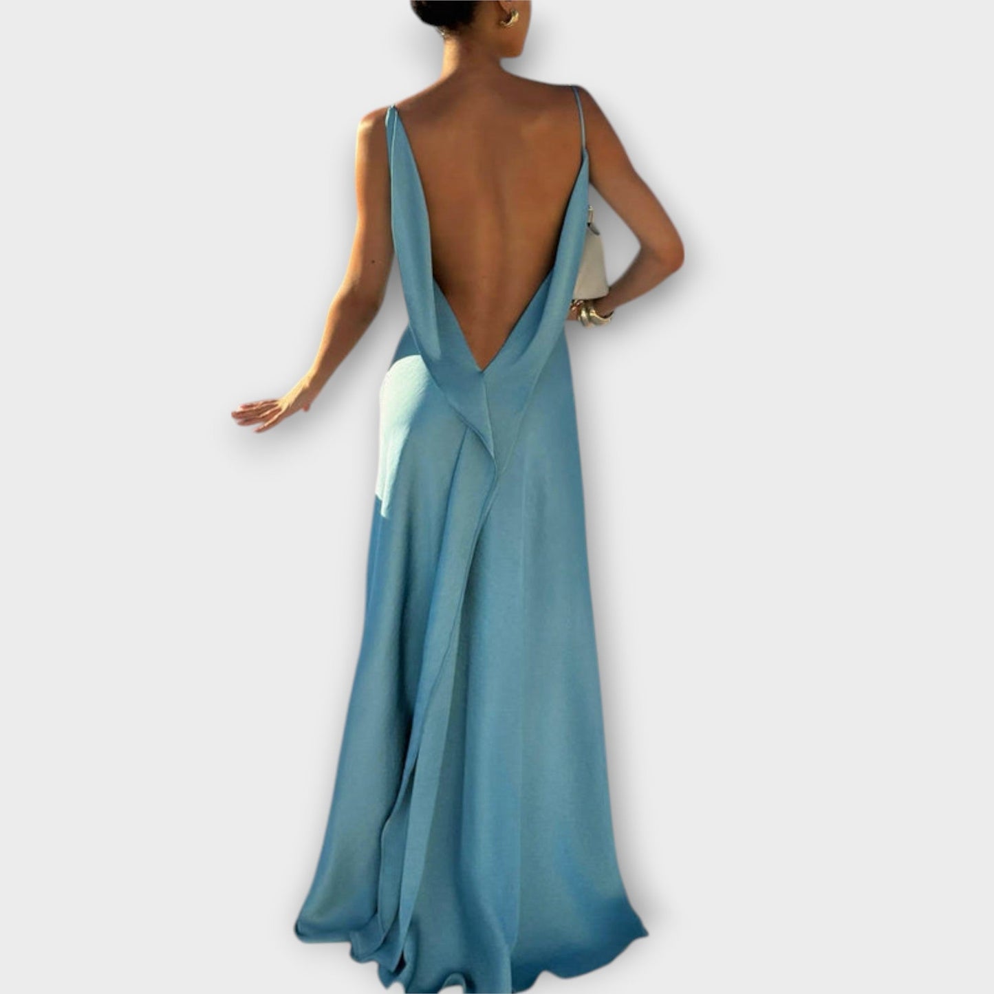 Hallie - Stylish Satin Maxi Dress with High Slit
