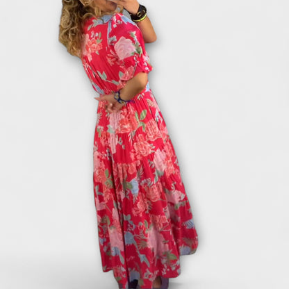 Catrisa - Floral Print V-Neck Dress with Pockets